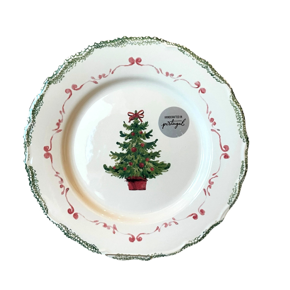 MATCERAMICA Portugal Christmas Tree Dinner Plates 11in Ceramic Set of 3 NEW